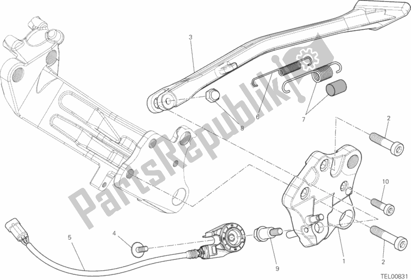 Todas as partes de Suporte Lateral do Ducati Diavel Diesel 1200 2017